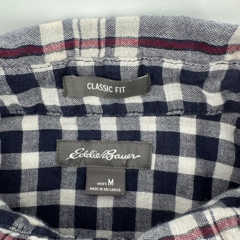 Eddie Bauer Men Lot of 2 Plaid Flannel Preppy Button Down Shirt Long Sleeve Sz M